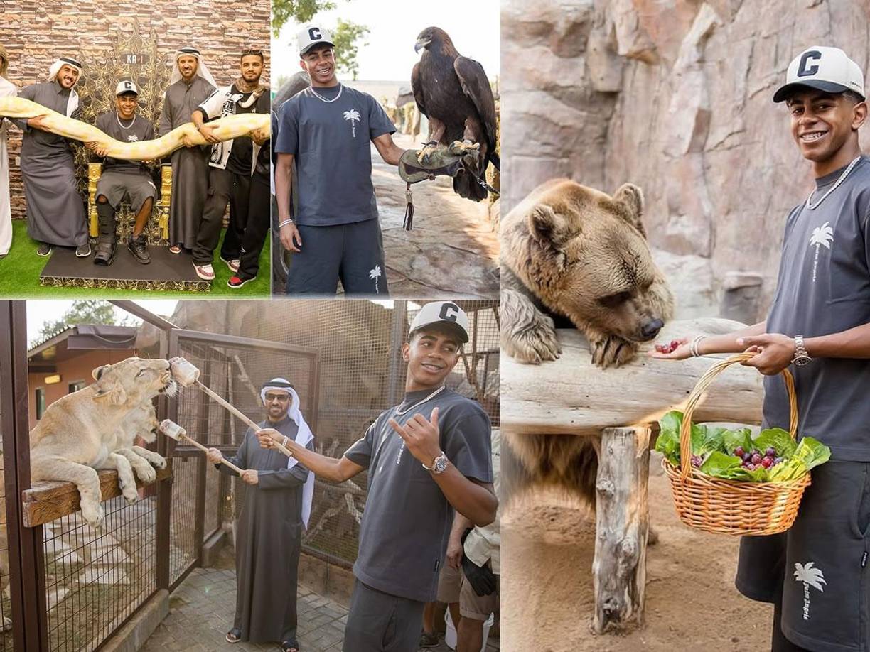 Lamine Yamal, en plena recuperación de una lesión, está disfrutando el parón en la Liga Española con unas exóticas vacaciones en Dubái. El jugador del Barcelona se ha rodeado de animales salvajes y ha visitado un lujoso restaurante.