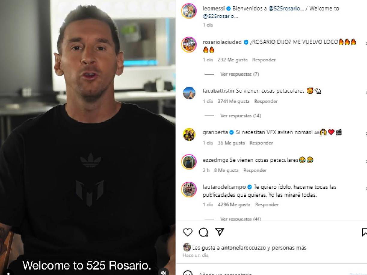 “Bienvenidos a ‘525 Rosario’”, escribió el astro argentino a través de sus redes sociales.