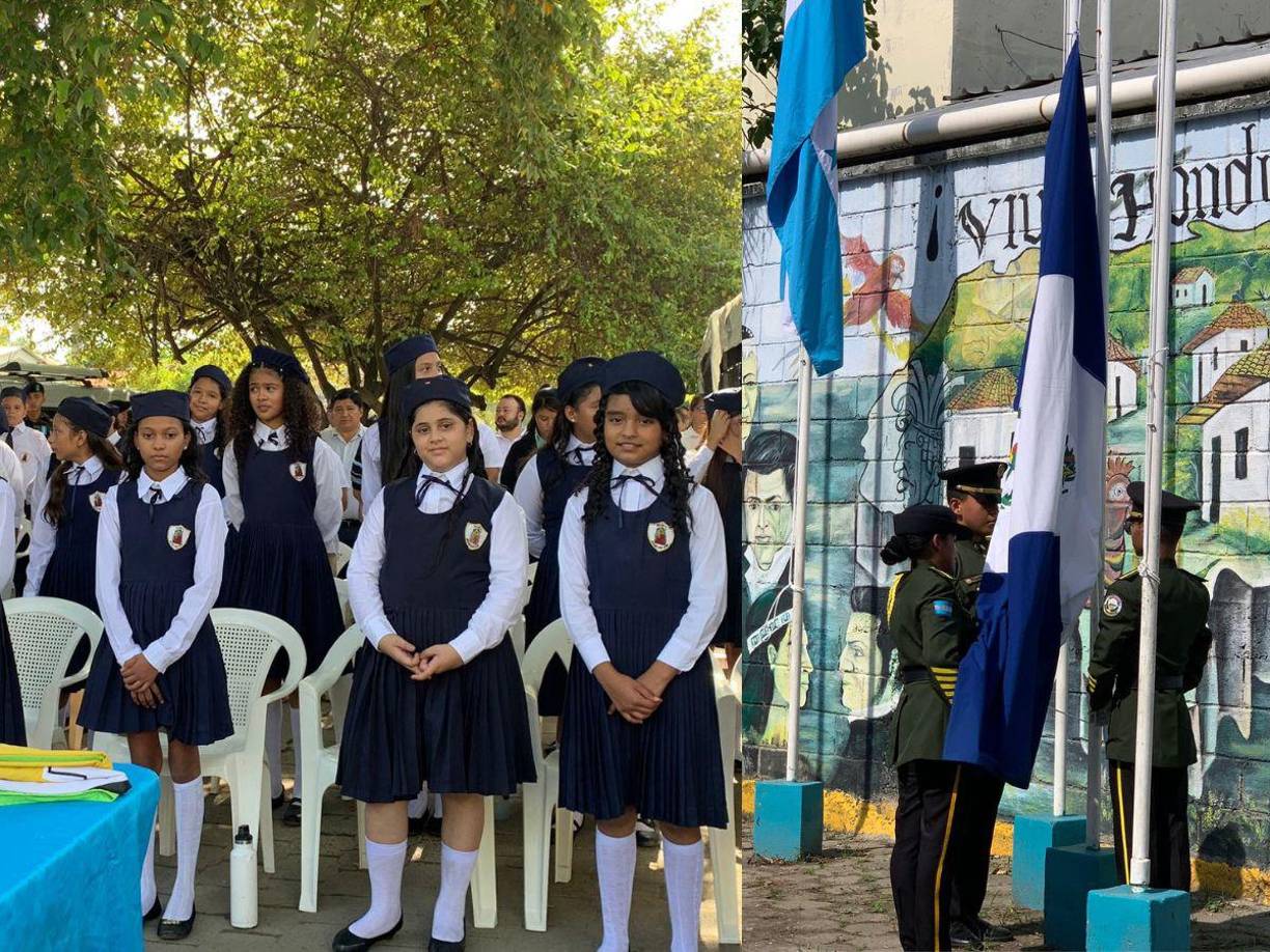 Hoy en el día de la Bandera Nacional de Honduras, autoridades educativas junto estudiantes del departamento de Cortés izaron el pabellón nacional en conmemoración a sus 157 años de creación y los 202 años de emancipación política como República.