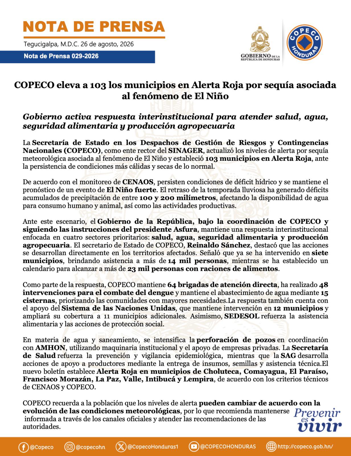 La sequía golpea a Honduras: 103 municipios están en alerta roja
