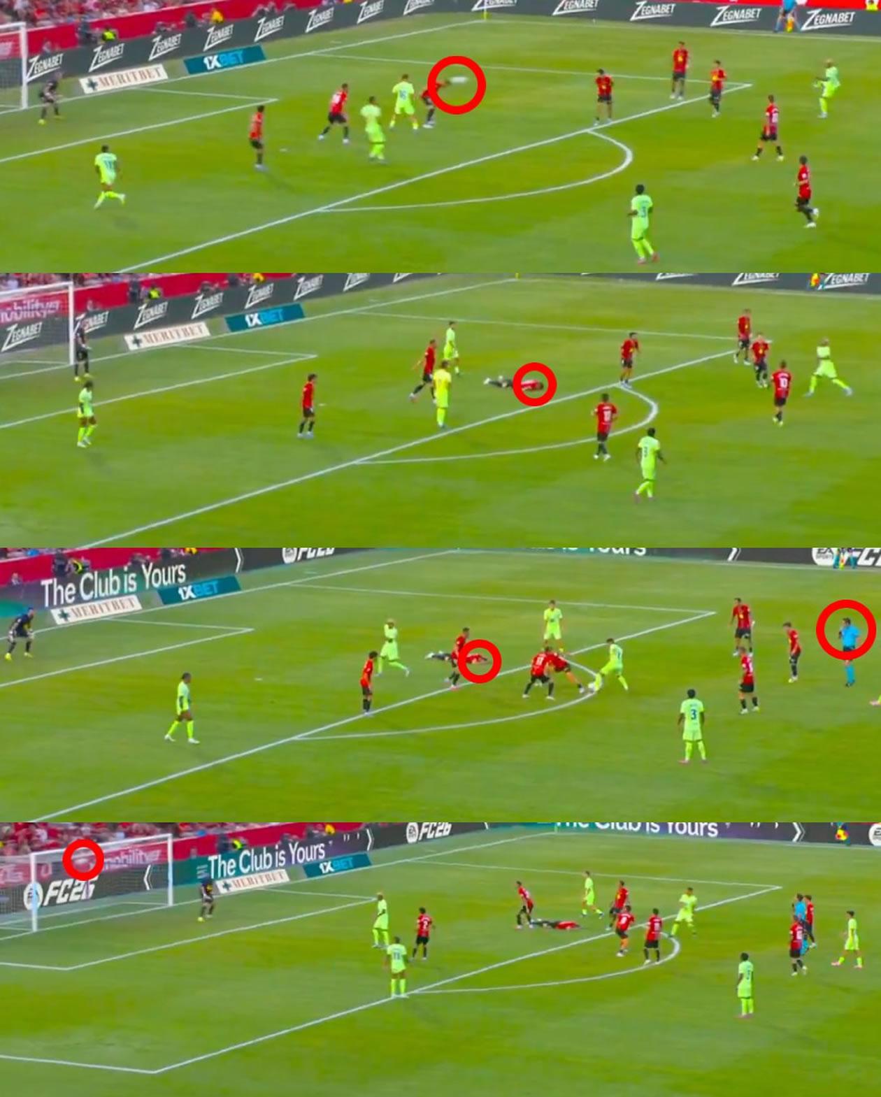 El polémico gol de Ferran Torres que el árbitro José Luis Munuera Montero dio por bueno.