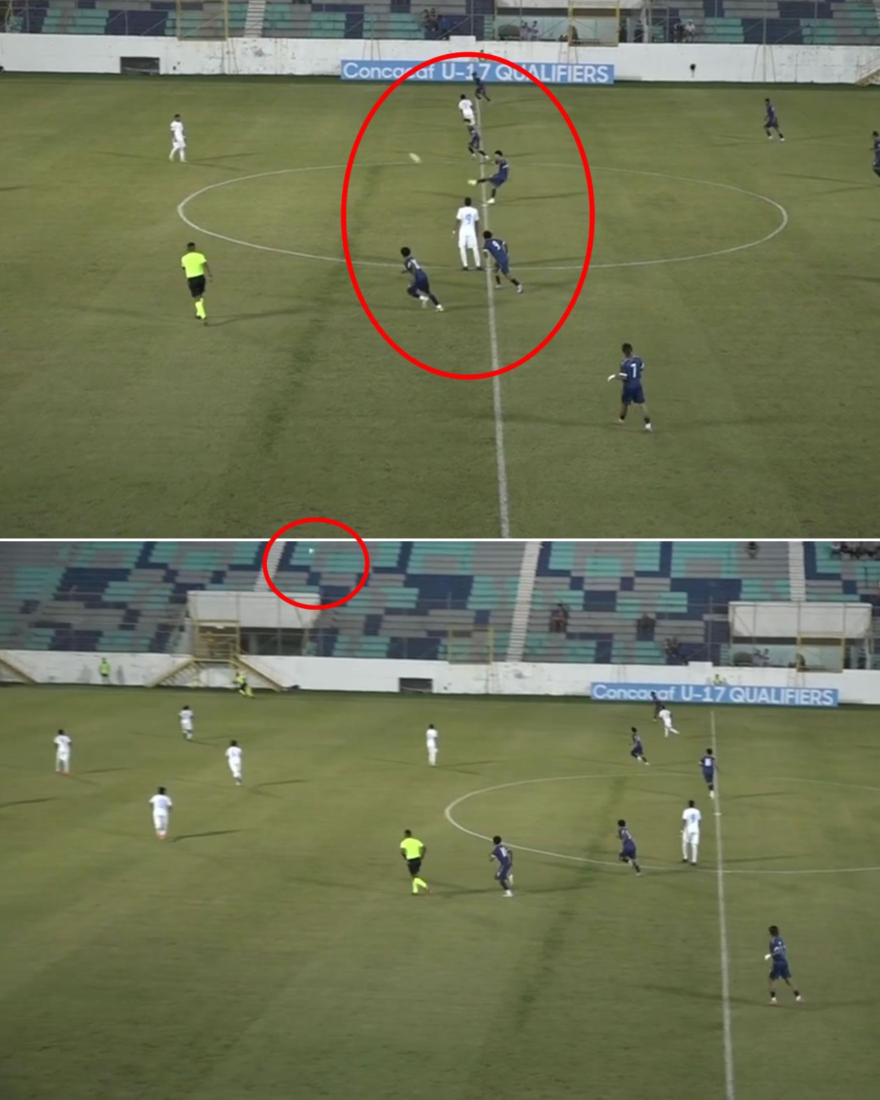 Bermudas quiso sorprender a Honduras con un saque a lo Vitinha del PSG.