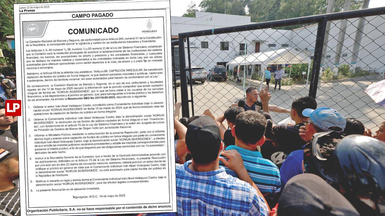 CNBS ordena que  Koriun cese captación de fondos del público