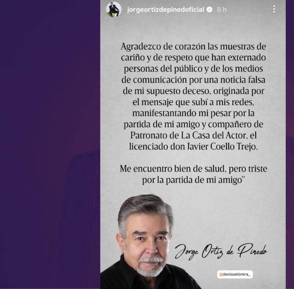 Jorge Ortiz de Pinedo asume que la confusión se originó por la nota luctuosa que publicó por el reciente fallecimiento de su amigo Javier Coello Trejo.