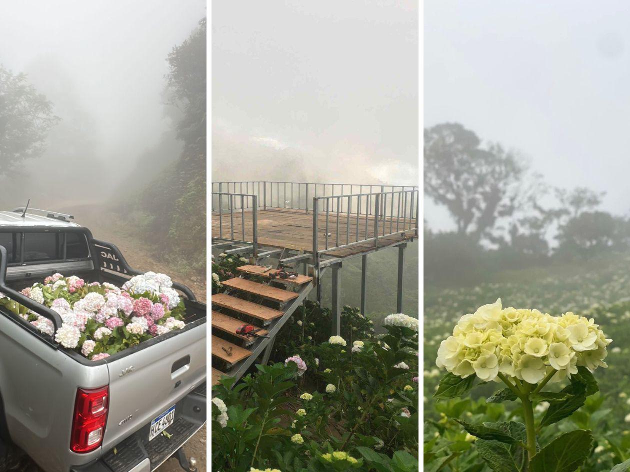 El mirador en el campo Funez ya está listo. Por lo general las temperaturas rondan entre los 16 y 25 grados. Lo más frío que se ha llegado a experimentar allá arriba son cinco grados. La neblina es parte habitual del paisaje.