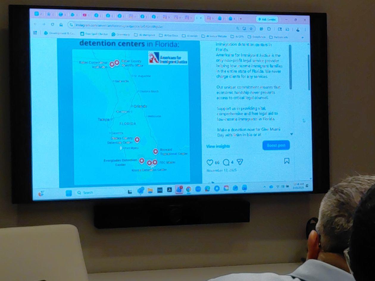 Americans for Immigrant Justice mostró a periodistas donde están ublicados los centros de detención de migrantes en Florida.
