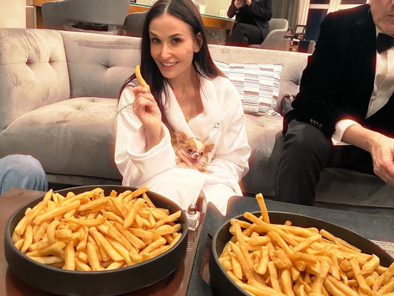 Demi Moore celebra con papas fritas y elogios tras perder el Óscar