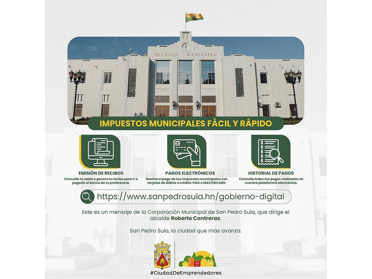 Facilita tus pagos de bienes y muebles, impuestos y más con la plataforma en línea de la Municipalidad de San Pedro Sula