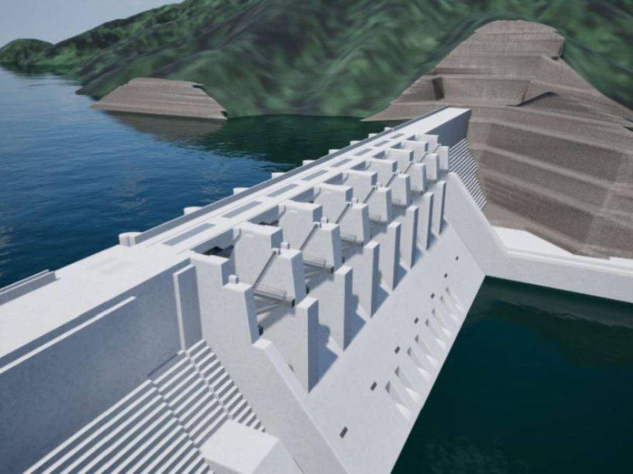 Render de cómo se verá la cortina de la represa El Tablón.