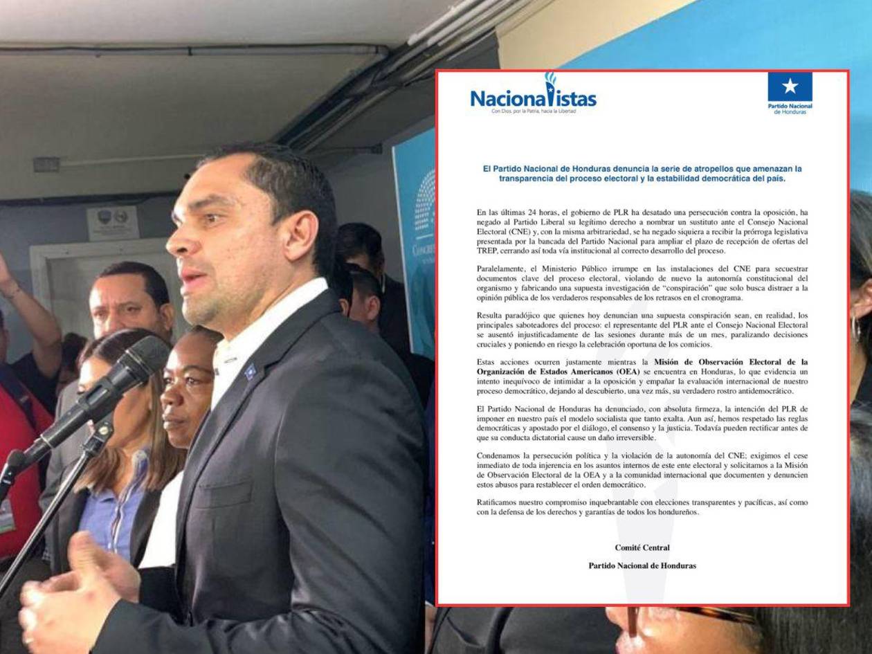 Partido Nacional denuncia atropellos al proceso electoral y persecución política