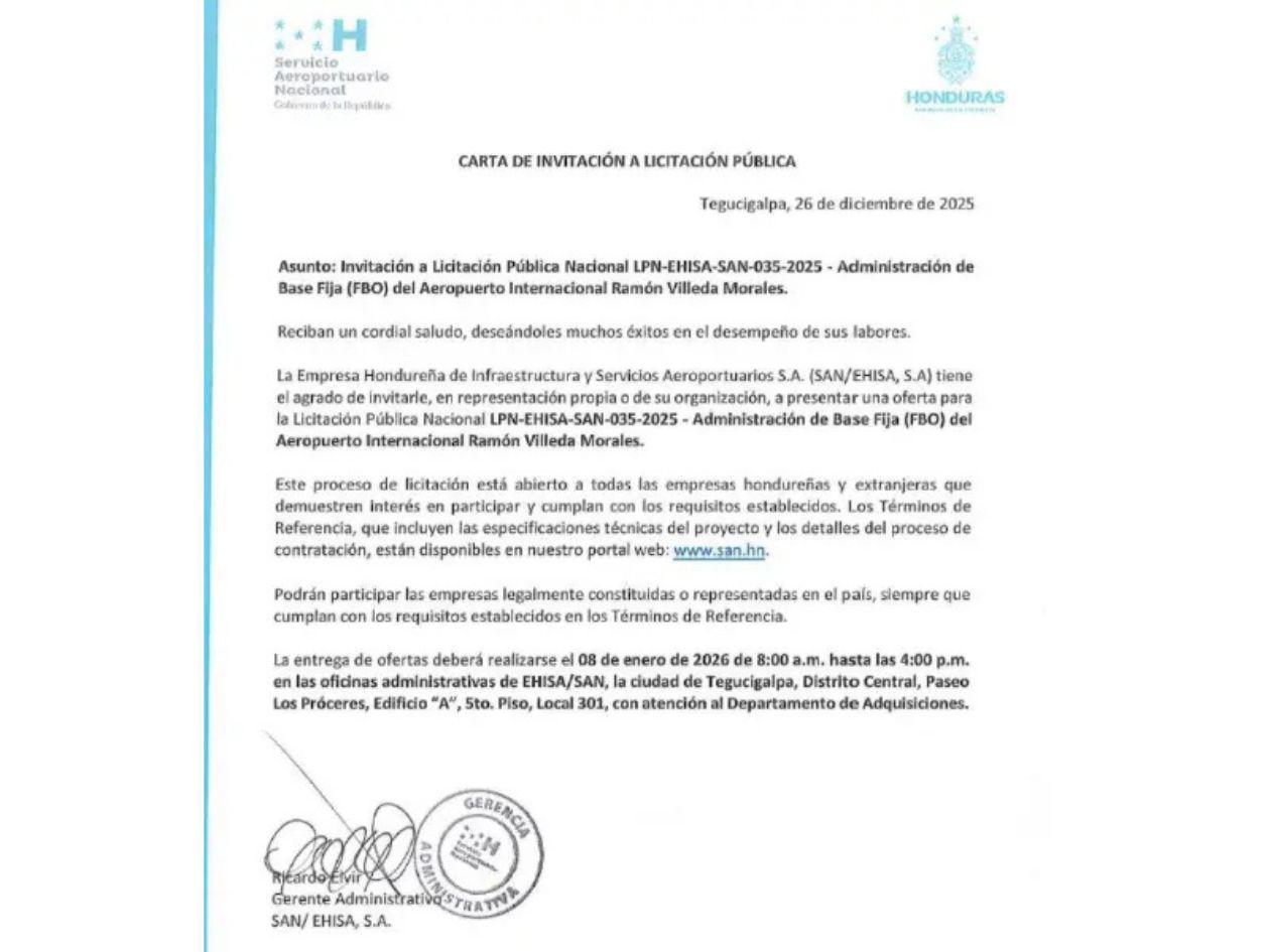 Cuestionan licitación exprés en el aeropuerto Ramón Villeda Morales