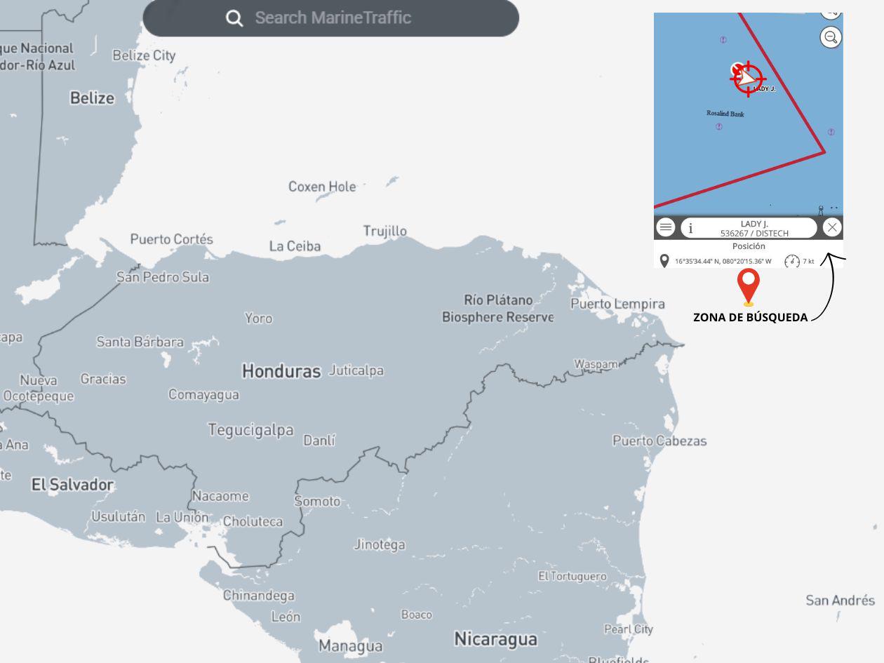Zona de búsqueda del barco Lucky Lady tripulado por 18 jóvenes originarios de Colón.