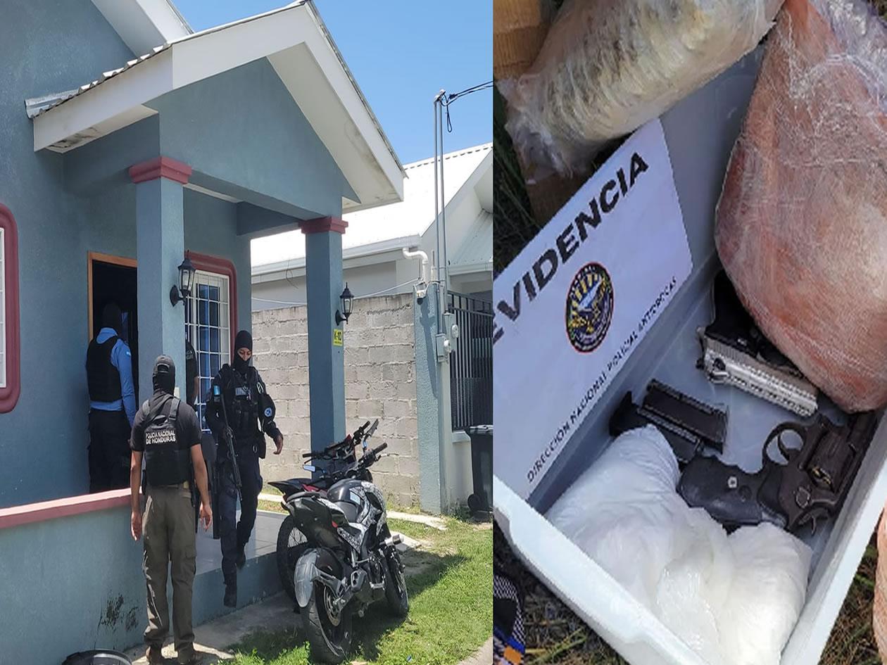 Desarticulan grupo criminal en La Ceiba y decomisan droga, armas y motocicletas