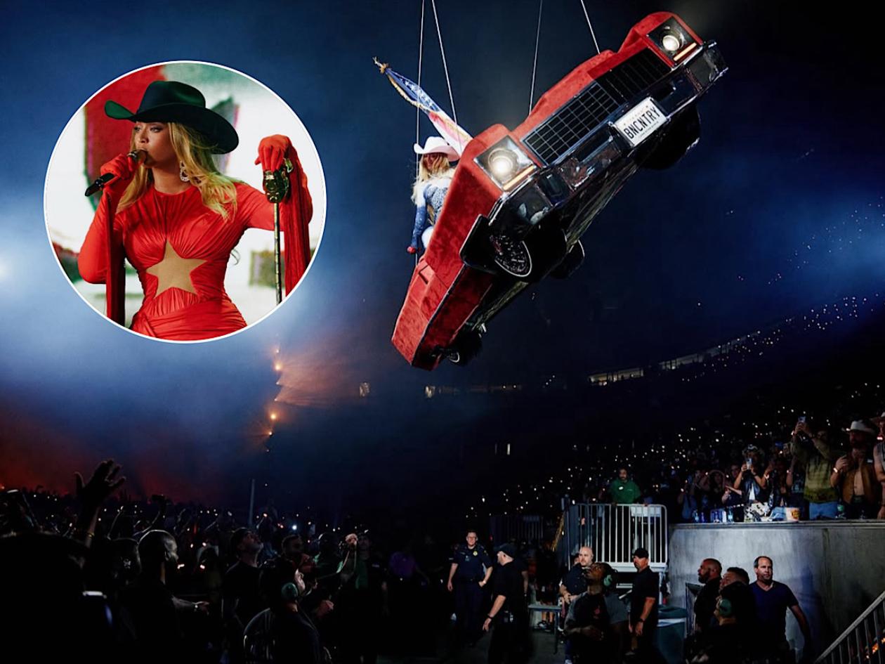 VIDEO: Beyoncé casi se cae de carro volador durante concierto