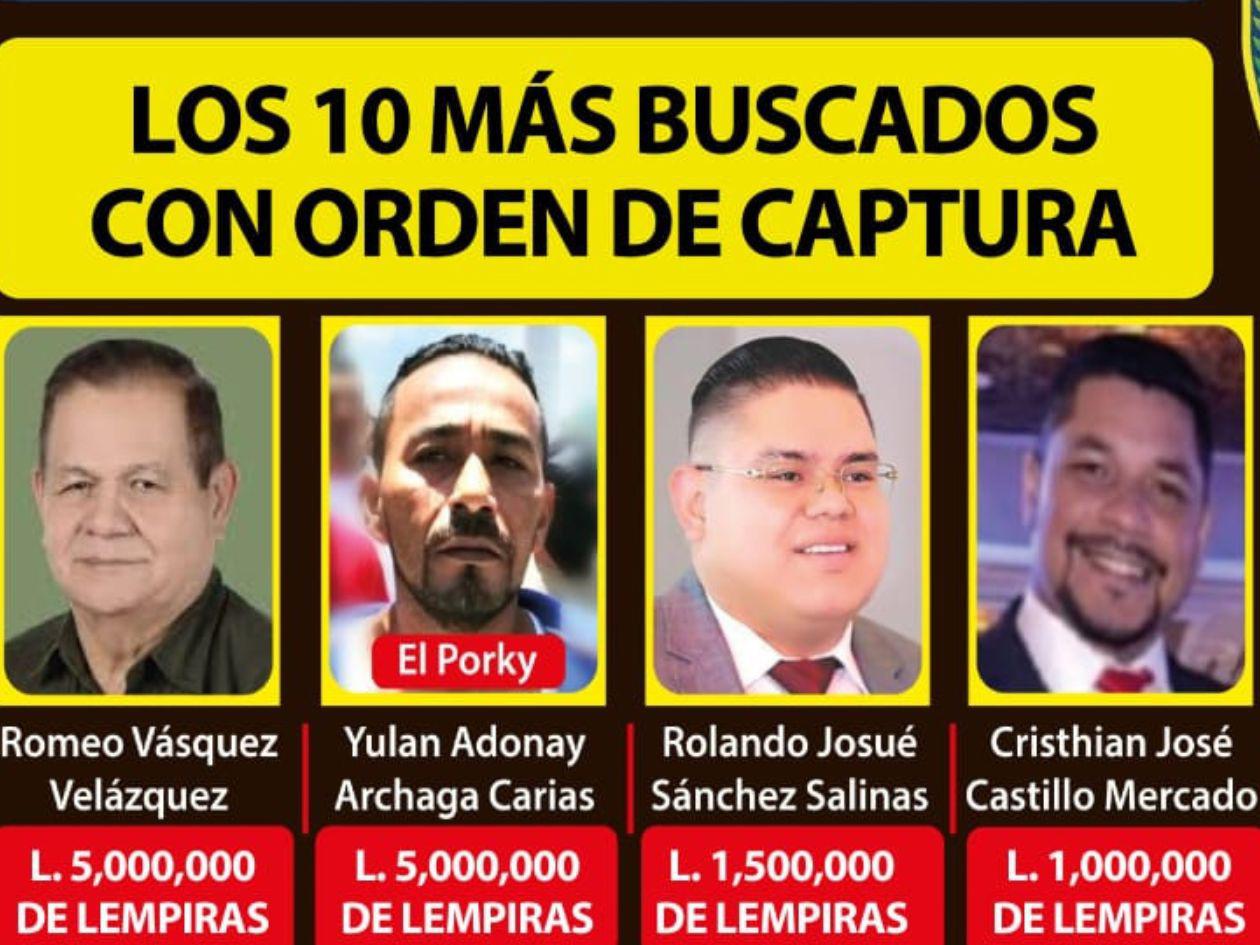 Policía sube recompensas por los 10 más buscados de Honduras