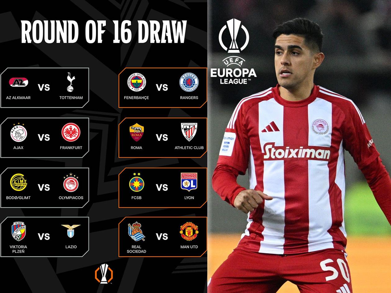 Olympiacos y Luis Palma, con rival fácil: cruces de octavos Europa League