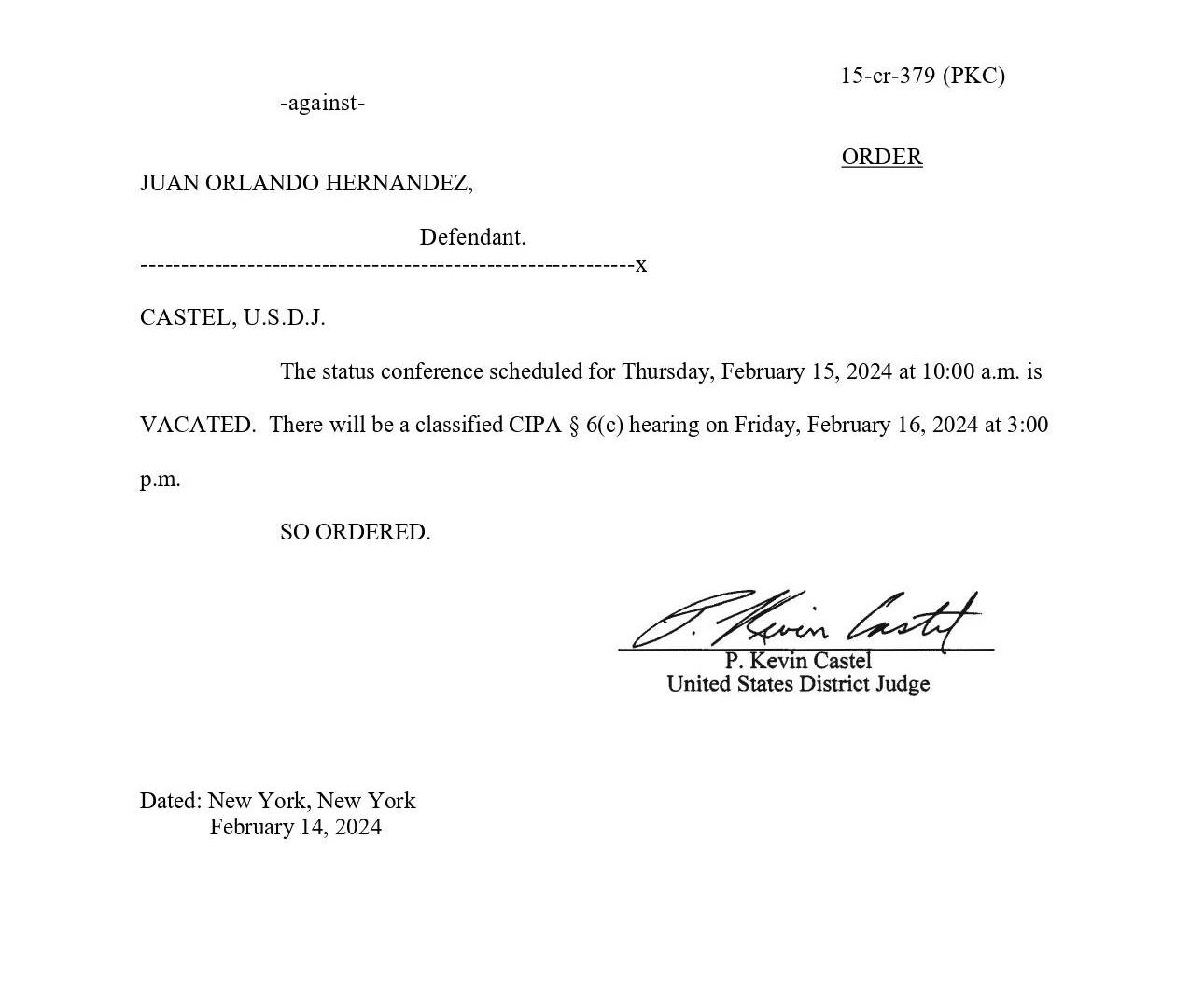 $!El documento presentado por la corte del Distrito Sur.