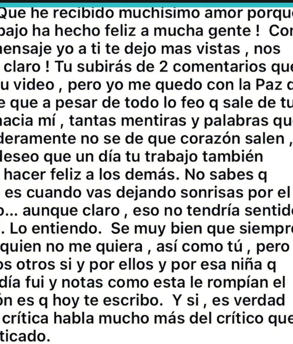 En la segunda parte del post, Anahí cierra contundente su mensaje: Y si, es verdad que la crítica habla mucho más del crítico que del criticado.