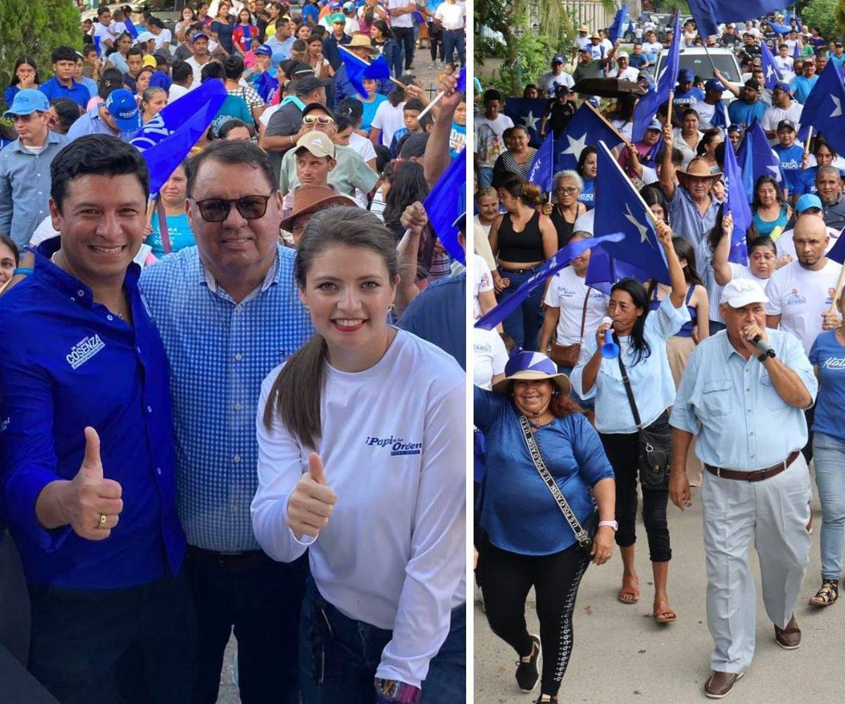 Raúl Ugarte, alcalde de Pimienta, en la primera foto al centro y Ricardo Alvarado, de Omoa quieren mantenerse en el poder y consolidarse como los más veteranos en sus respectivas alcaldías. Ugarte, de ganar llevará en el poder 28 años y Alvarado sumará 20 si los electores le dan su voto de confianza.
