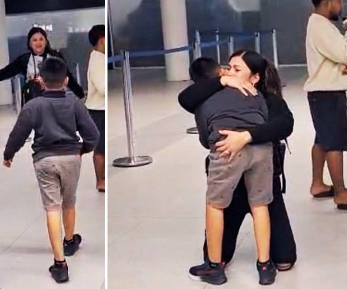 Reina Odeth y su hijo Lennon se funden en un abrazo que parecía imposible, a su llegada hace unos días a San Pedro Sula. Hoy, ya descansada y retomando su ajetreo, da gracias a Dios por estar en casa con su hijo y su familia.