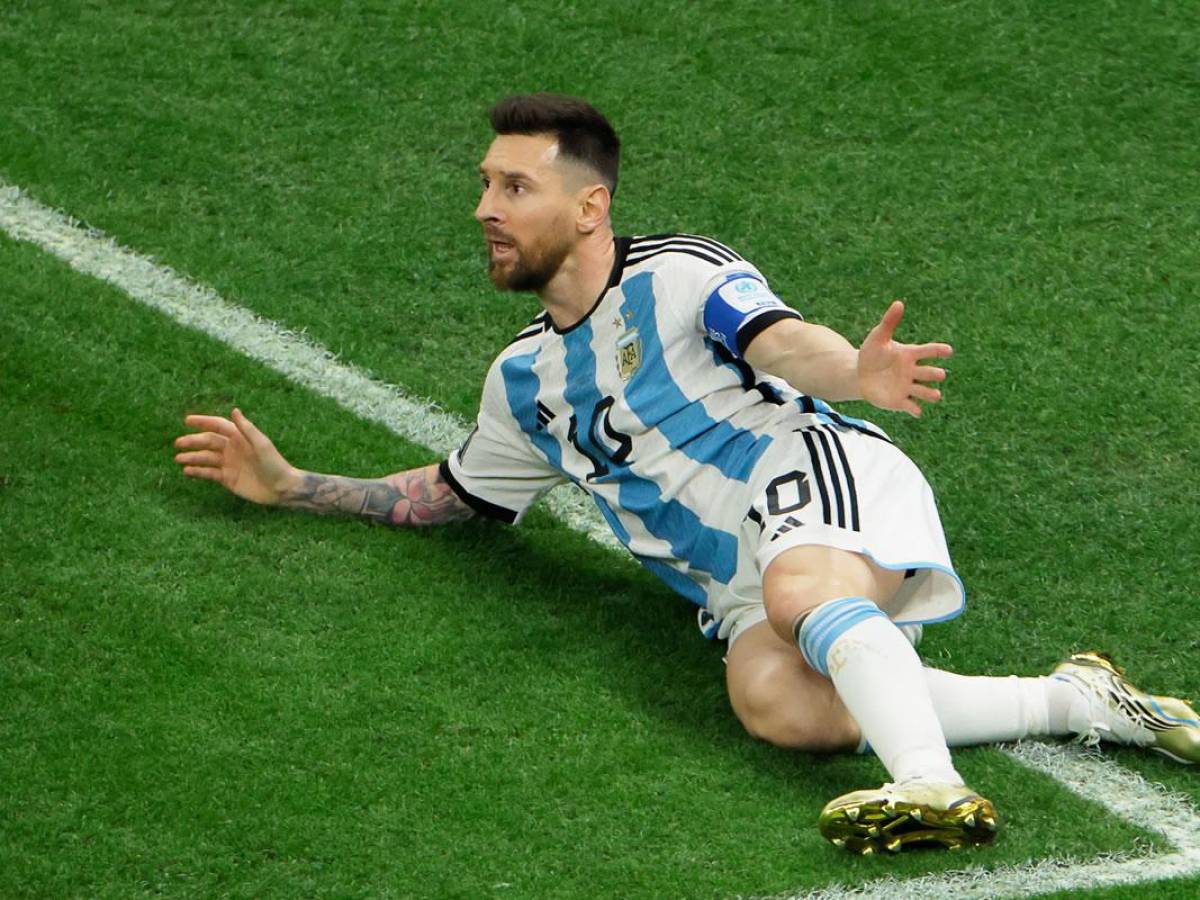 Así celebró Messi su primer gol del partido.