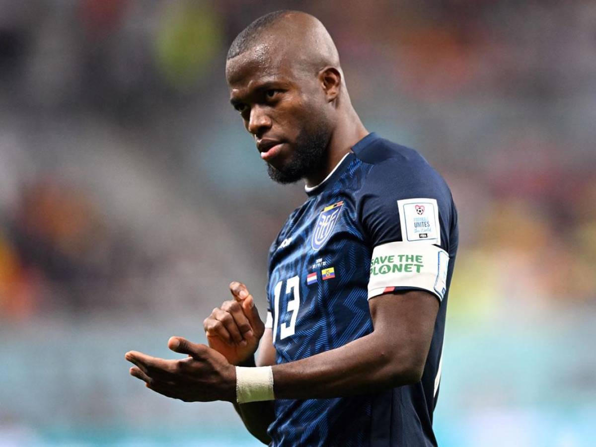 Así celebró Enner Valencia su tercer gol en esta Copa del Mundo.