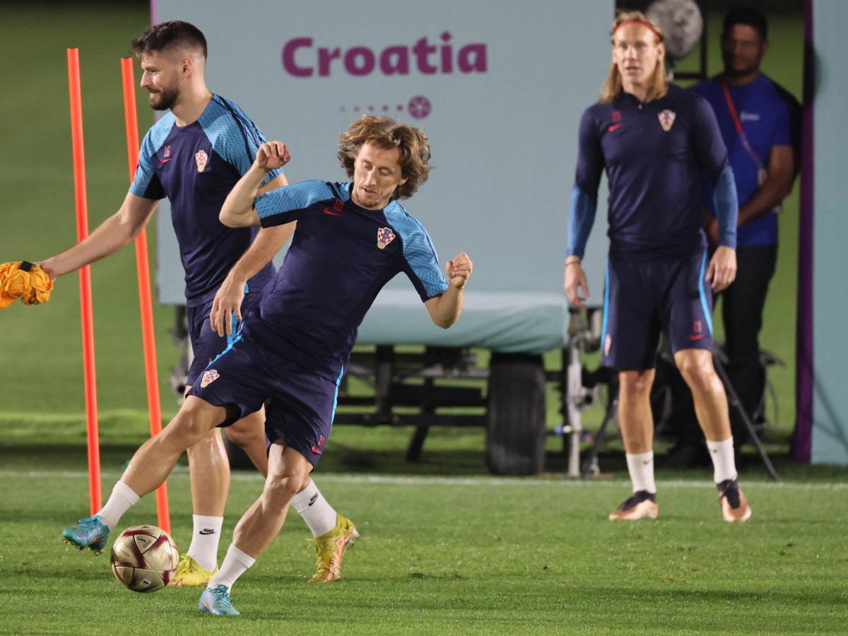 Luka Modric durante los entrenamientos previo al duelo ante Marruecos.