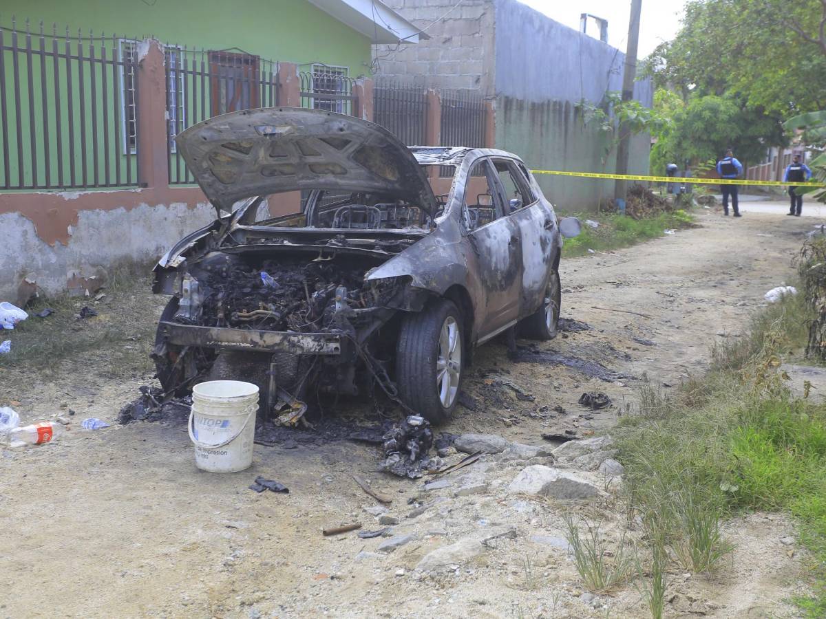 Hallan carro que usaron sicarios que mataron a hijo de Miguelito Carrión en San Pedro Sula