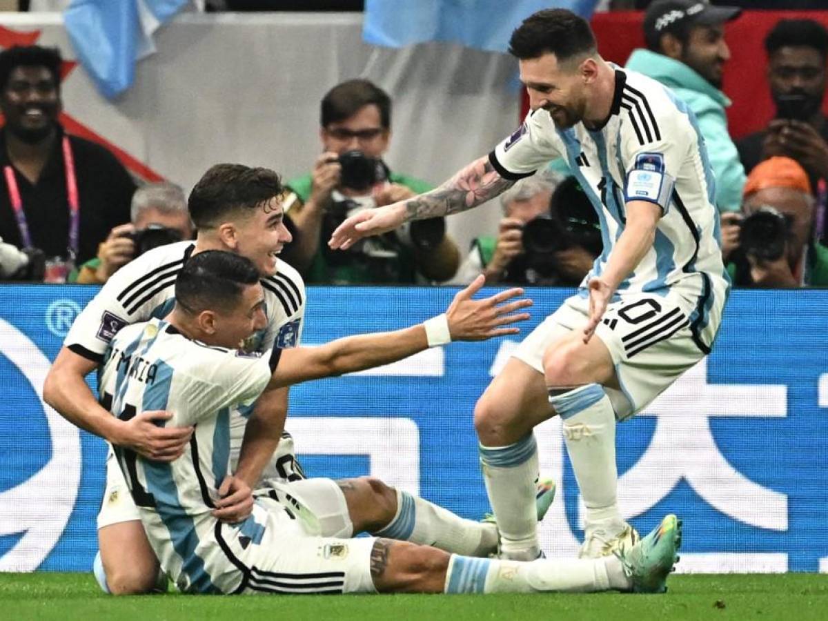 El festejo de los jugadores de Argentina-.