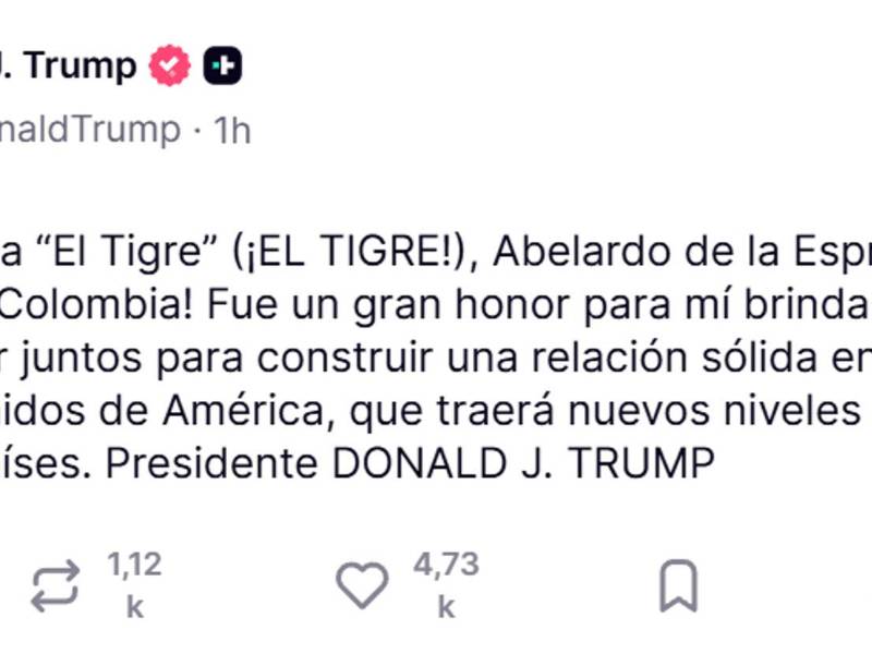 El presidente de Estados Unidos, Donald Trump, felicita a De la Espriella.
