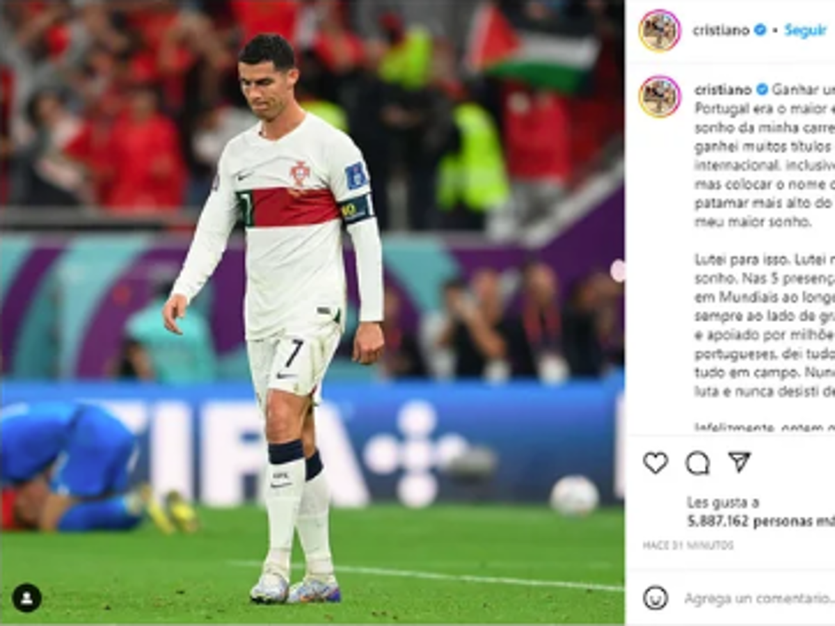 Carta de Cristiano Ronaldo en Instagram.