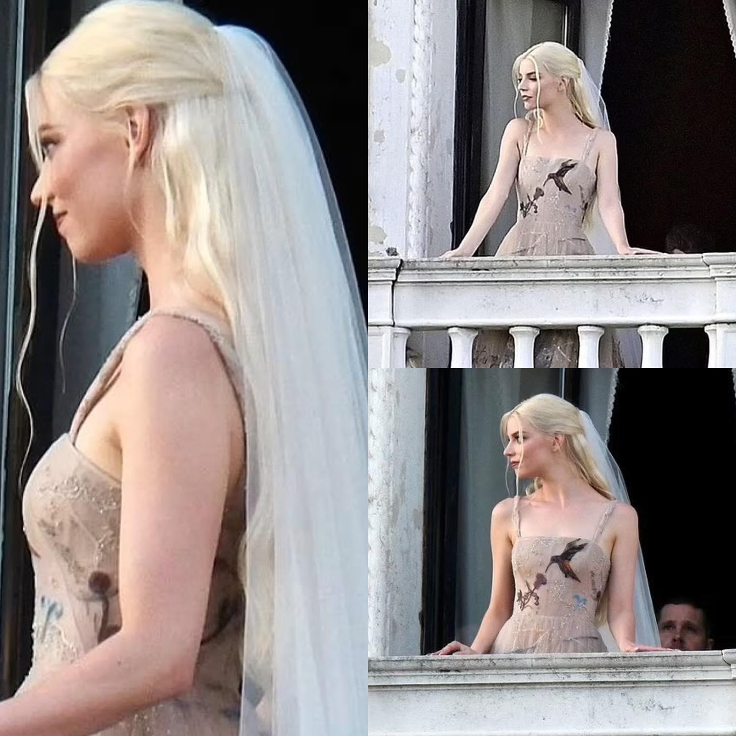 Fotografías de paparazzi captaron a la actriz con su vestido de novia.