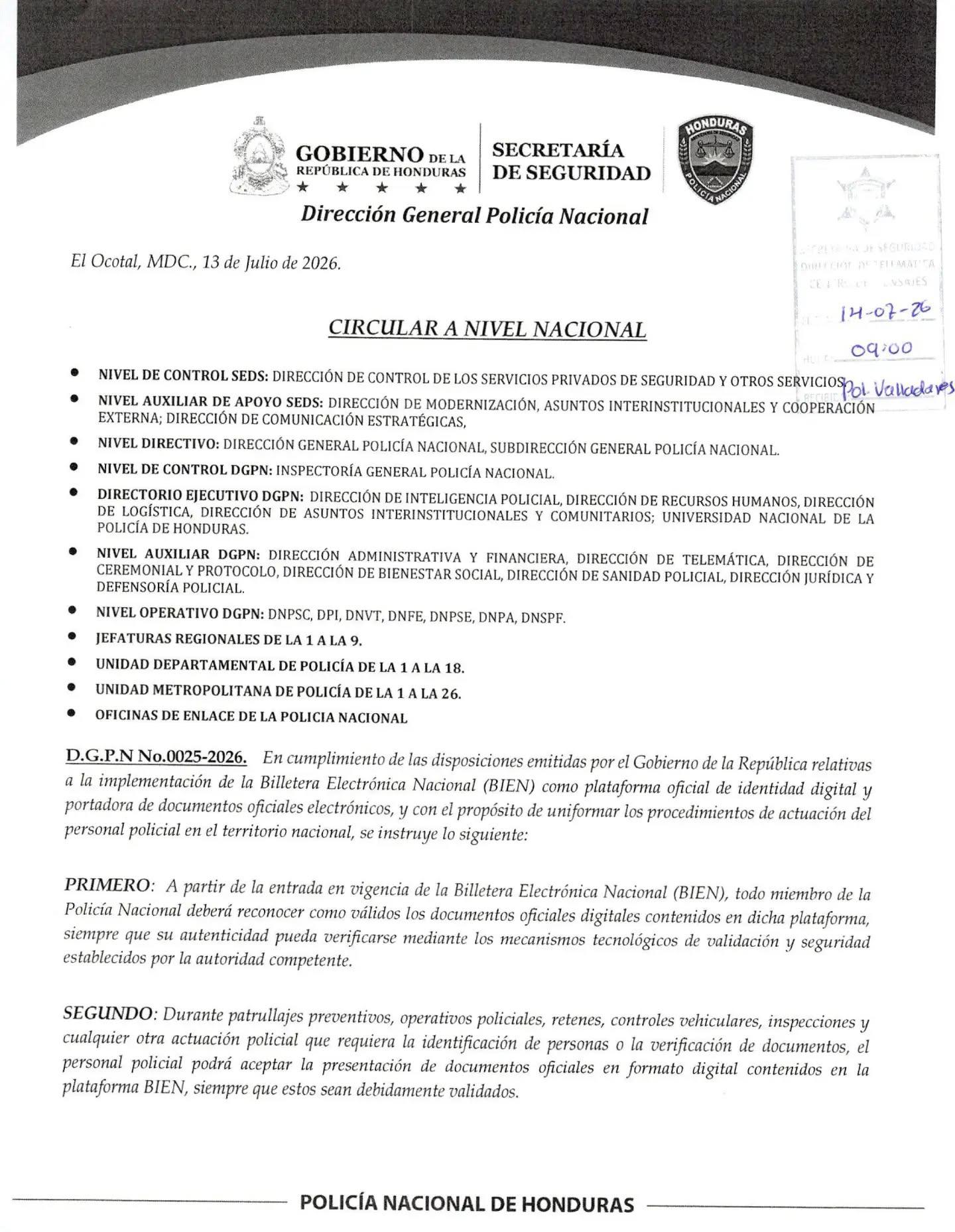 Policía Nacional aceptará documentos digitales en la billetera electrónica Bien