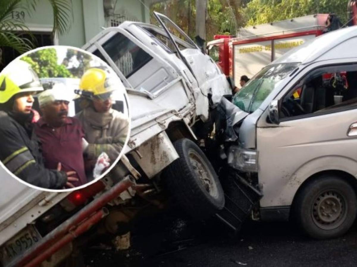 San Pedro Sula: cinco heridos en accidente entre camión y bus rapidito