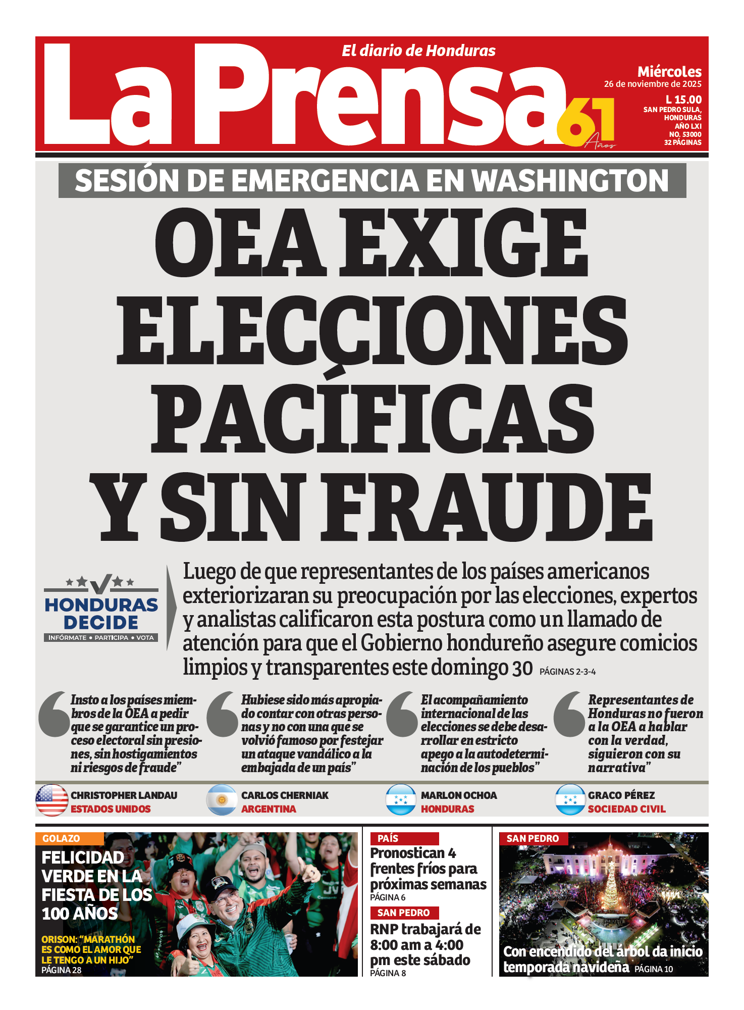 OEA exige elecciones pacíficas y sin fraude