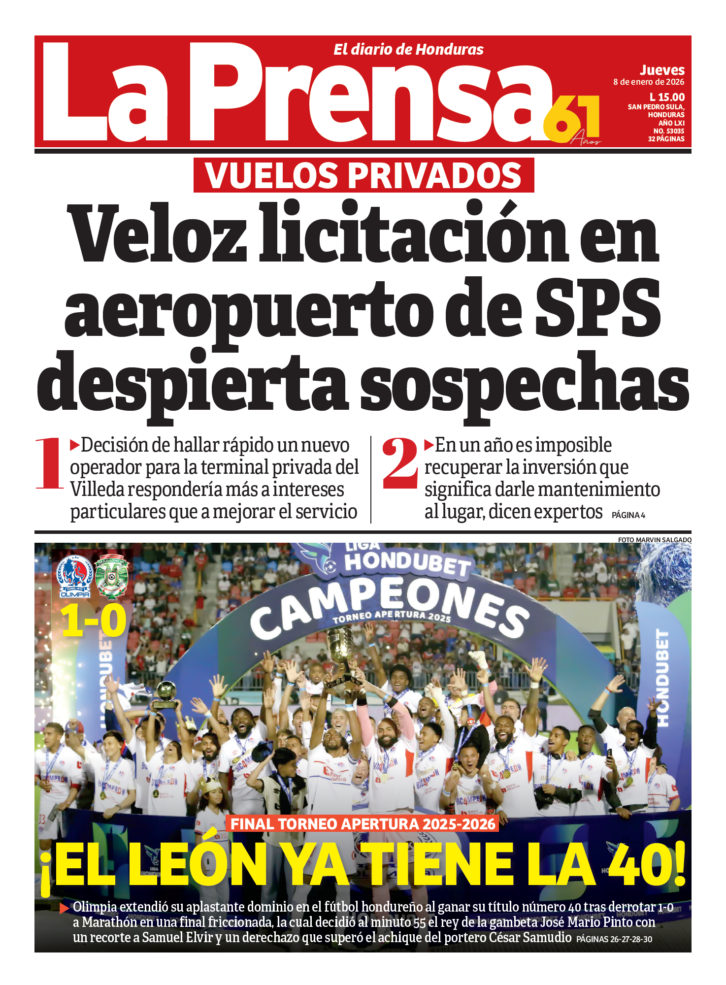 Veloz licitación en aeropuerto de SPS despierta sospechas