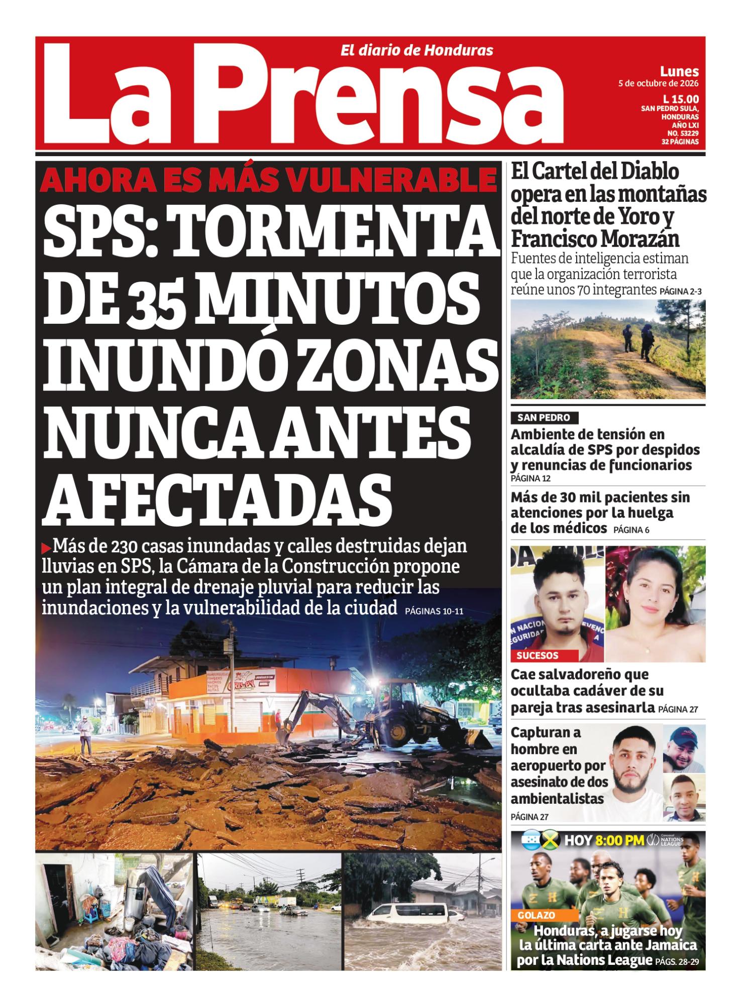 Portada de la edición impresa de DIARIO LA PRENSA de este lunes 5 de octubre de 2026.