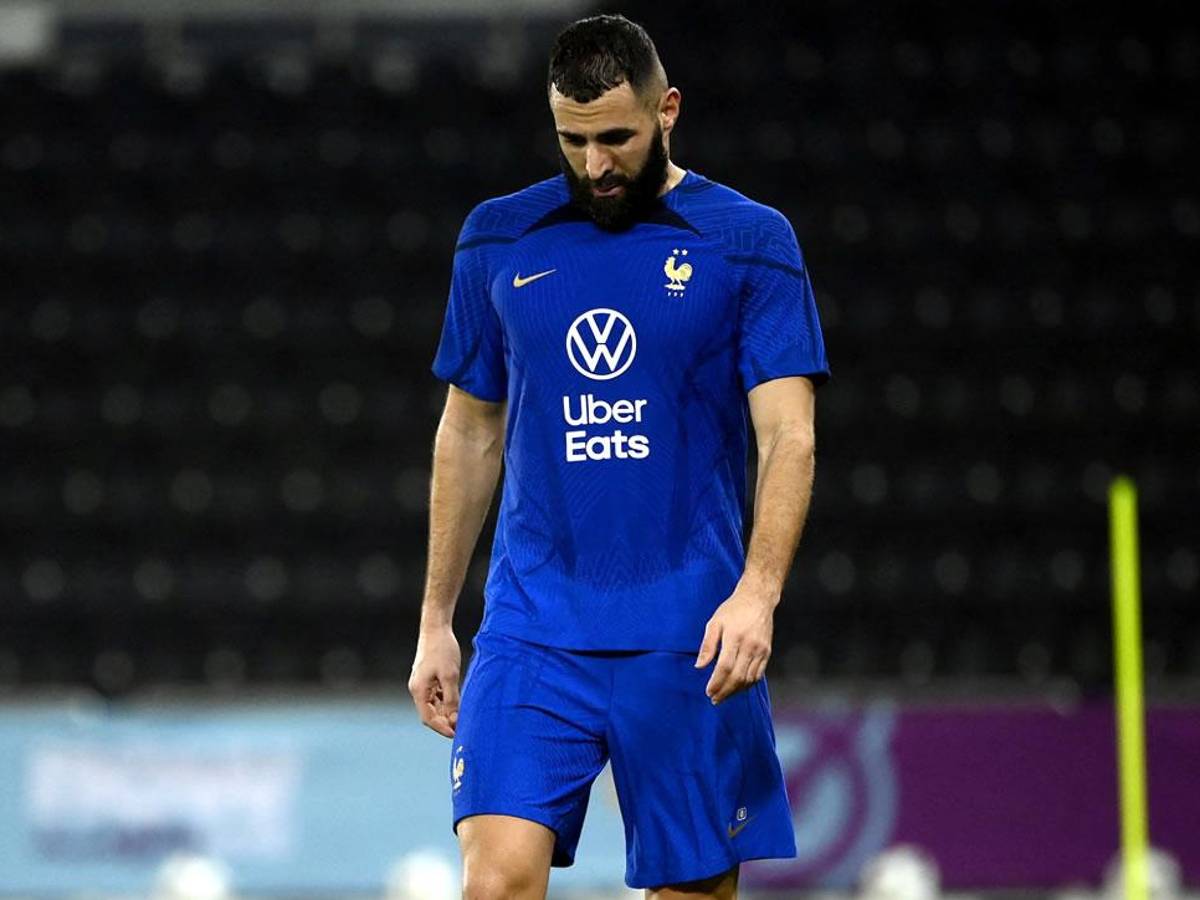 Karim Benzema, el día de su último entrenamiento con Francia en Qatar.