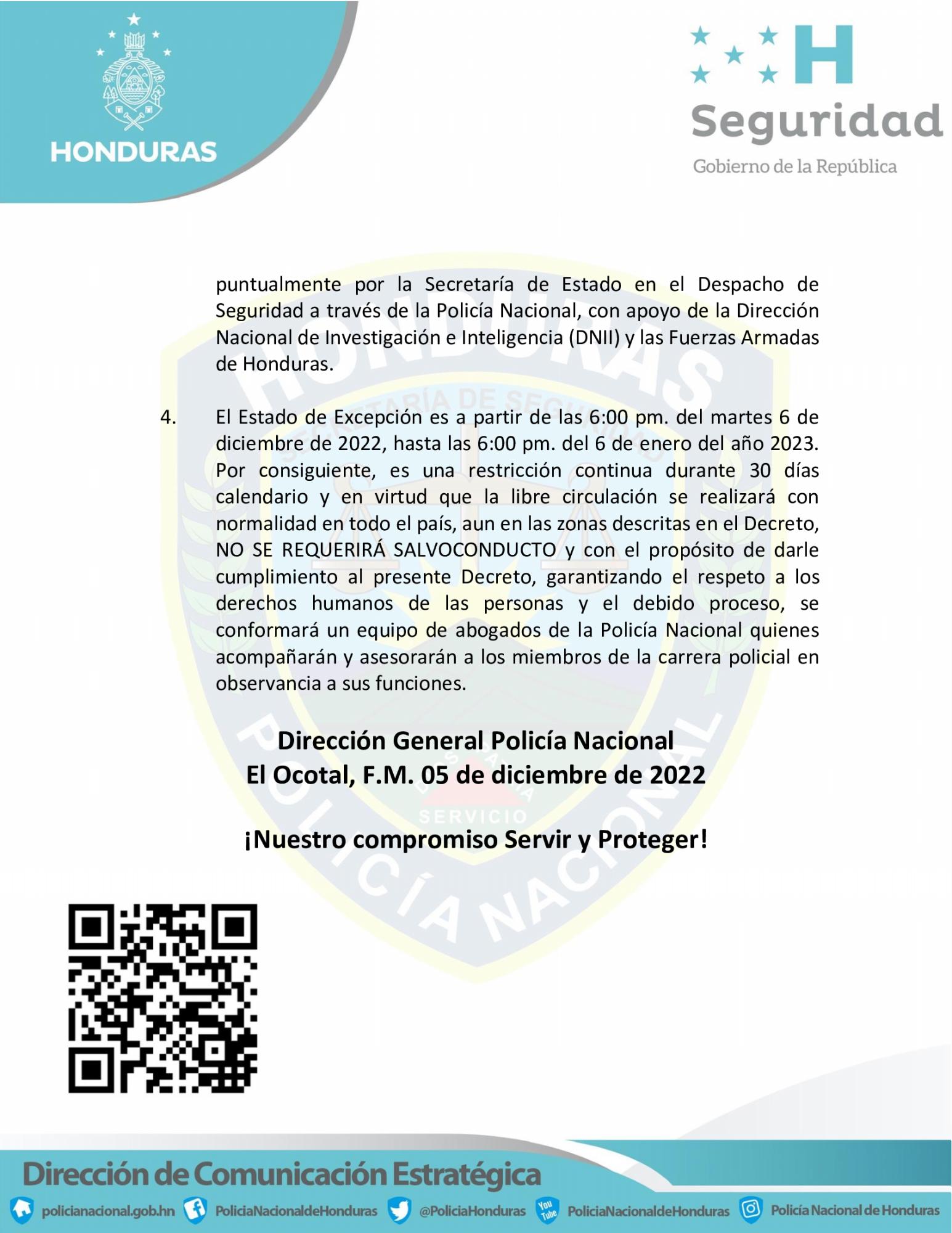 Estado de excepción en barrios y colonias durará un mes