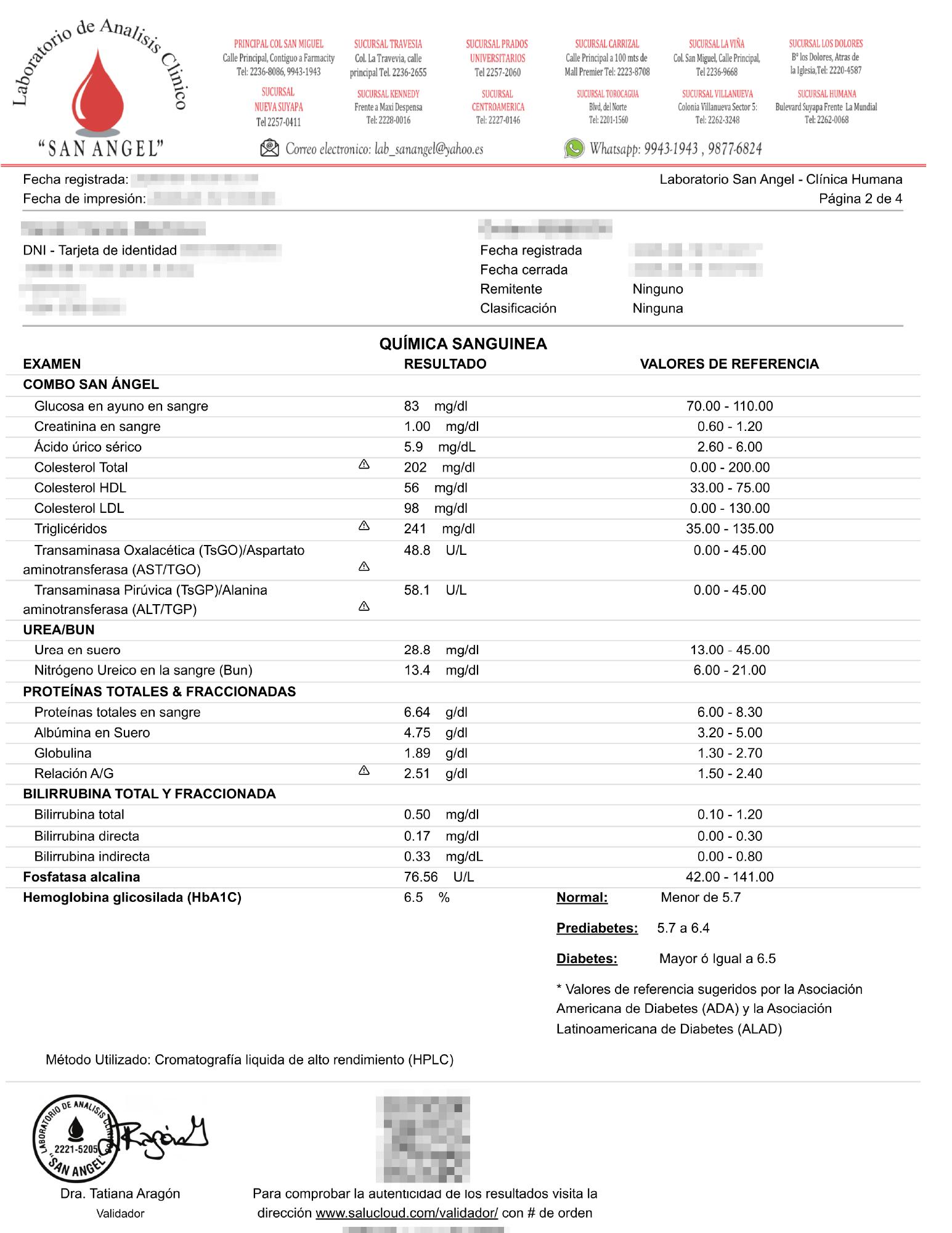 Exámenes de sangre realizados a paciente en laboratorio clínico.