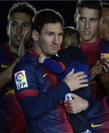 Fotos: Messi festejó la conquista del Barcelona con su hijo Thiago
