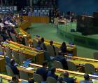 El presidente de Honduras, Nasry Asfura, pronuncia su discurso ante la Asamblea General de la ONU.