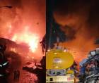 En redes sociales han circulado varios videos en los que se observa un incendio de grandes proporciones que consume varios locales del sector.