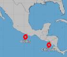 Las tormentas tropicales Boris y Cristina permanecen activas en el oceáno Pacífico; ambos sistemas favorecen el ingreso de humedad y el aumento de las lluvias sobre Honduras.