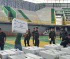 Personal del Consejo Nacional Electoral entregó 3,332 maletas electorales que a las autoridades departamentales en el Gimnasio Metropolitano de San Pedro Sula.