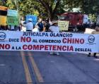 Comerciantes de Juticalpa protestan contra tiendas chinas en Juticalpa, Olancho.