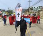 La manifestación del Día del Trabajador se desarrolla en Santa Rosa de Copán.