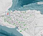 Epicentro del sismo registrado al mediodía de este miércoles y que se percibió en Guatemala y Honduras.