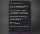 Las autoridades aclararon que las notificaciones forman parte de un ejercicio técnico y no corresponden a una emergencia real.