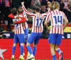 Jugadores del Atlético celebrando su gol.